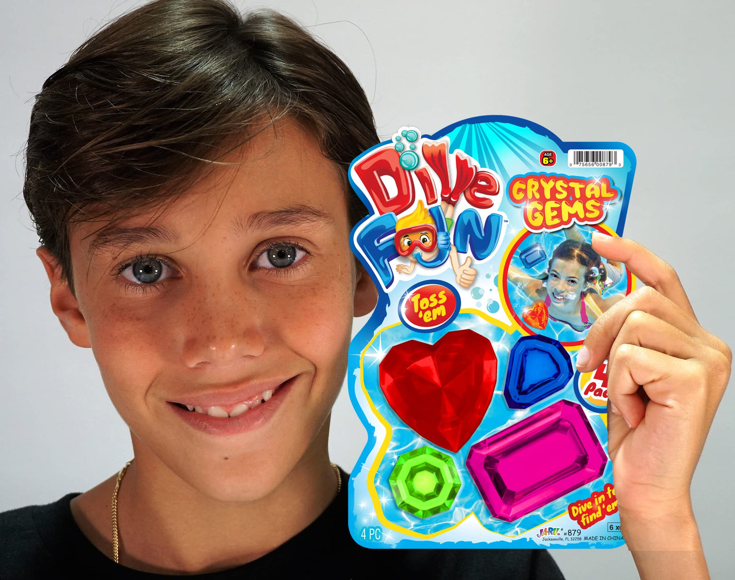 JA-RU Dive Fun Crystal Gems Diving Toys (1 Pack 4 Gems) Beach, Bath, & Pool Toys for Kids, Girls & Boys. Swimming Underwater Diving Activity Water