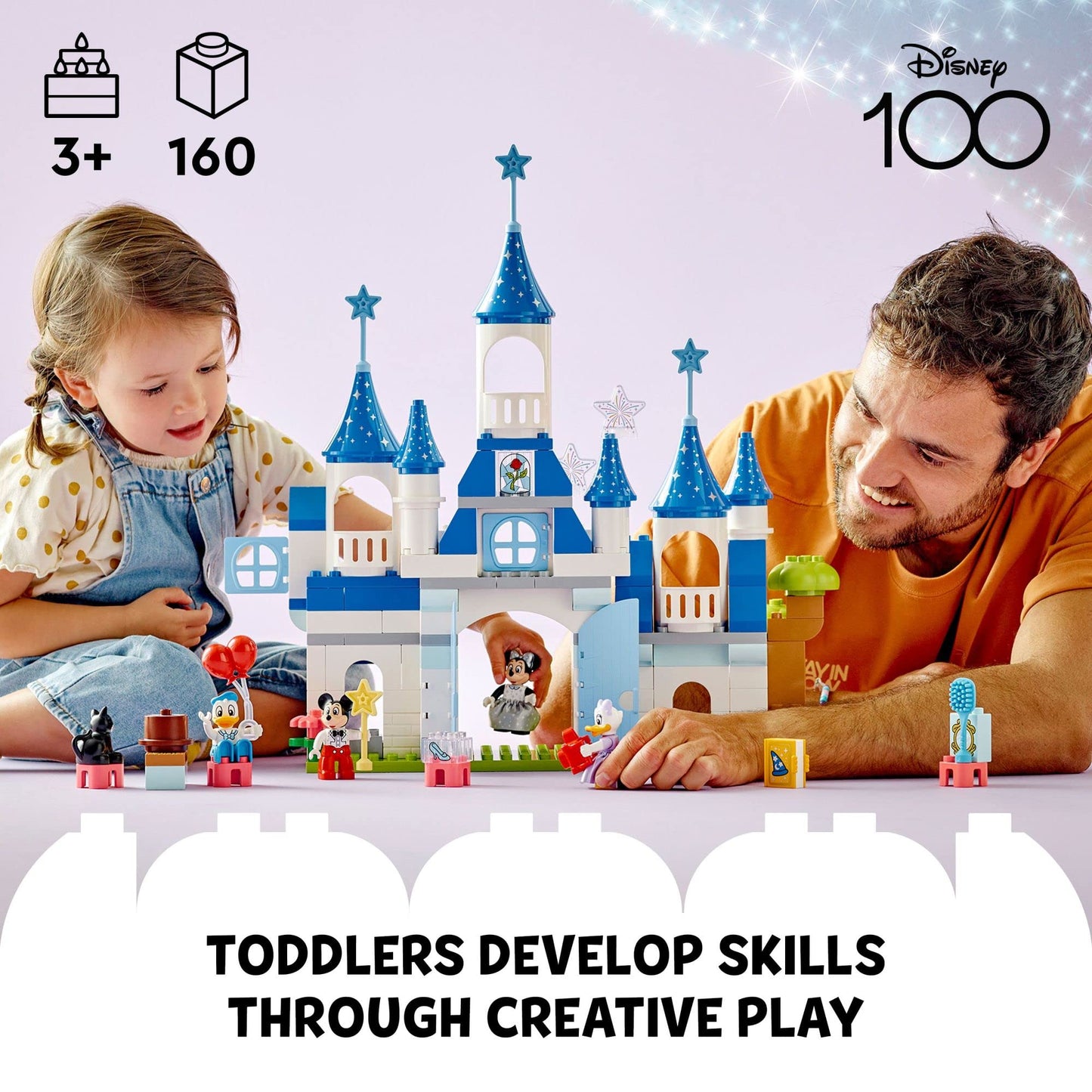 LEGO DUPLO Disney 100 3 in 1 Magic Castle 10998, Building Set for Family Play with 5 Disney Figures Including Mickey Mouse and Friends, Disney