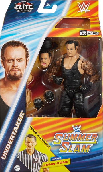 Mattel WWE Elite Collection Action Figure, SummerSlam Undertaker Collectible with Accessory & Referee Build-A-Figure Parts