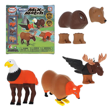 POPULAR PLAYTHINGS Magnetic Forest Animals for Toddlers 1-3, Mini Mix or Match Animal Toys, Gift for Kids, Set of 4