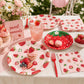 100 Pcs Strawberry Tableware Set Serves 25 - Disposable Paper Plates Napkins Plastic Forks, 9 Inch & 7 Inch Plates Berry Sweet Themed Party Supplies