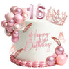 16th Birthday Rose Gold Cake Topper Set Sweet 16 Candles Cake Decorations