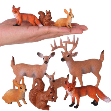 JOKFEICE Animal Figures 6pcs Plastic Woodland Animals Action Model for Science Project, Learning Educational Toys, Birthday Gift, Cake Topper for Kids