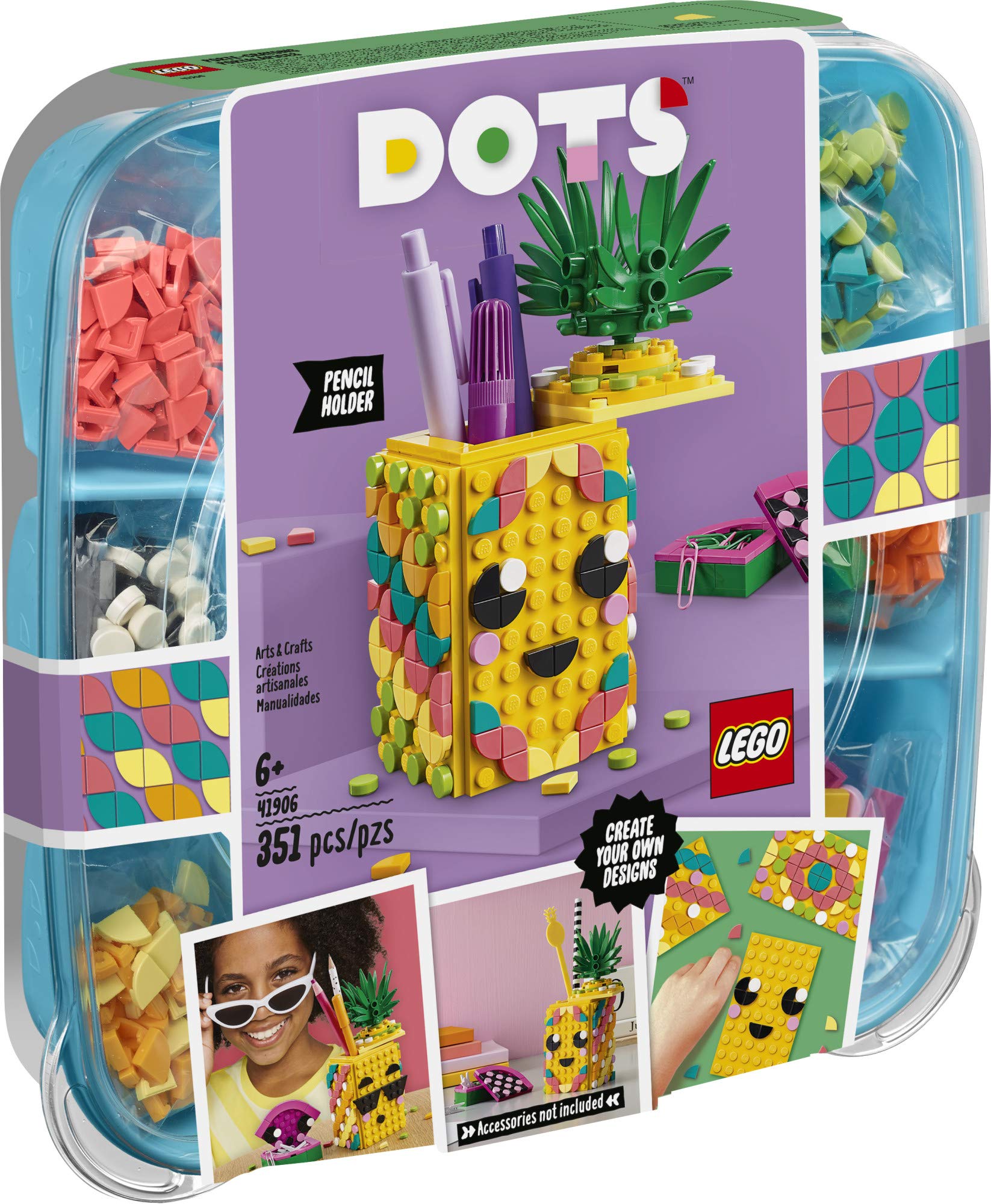 LEGO DOTS Pineapple Pencil Holder 41906 DIY Craft Decorations Kit, A Fun Craft kit for Kids who Like Arts and Crafts Projects, That Also Makes a Great