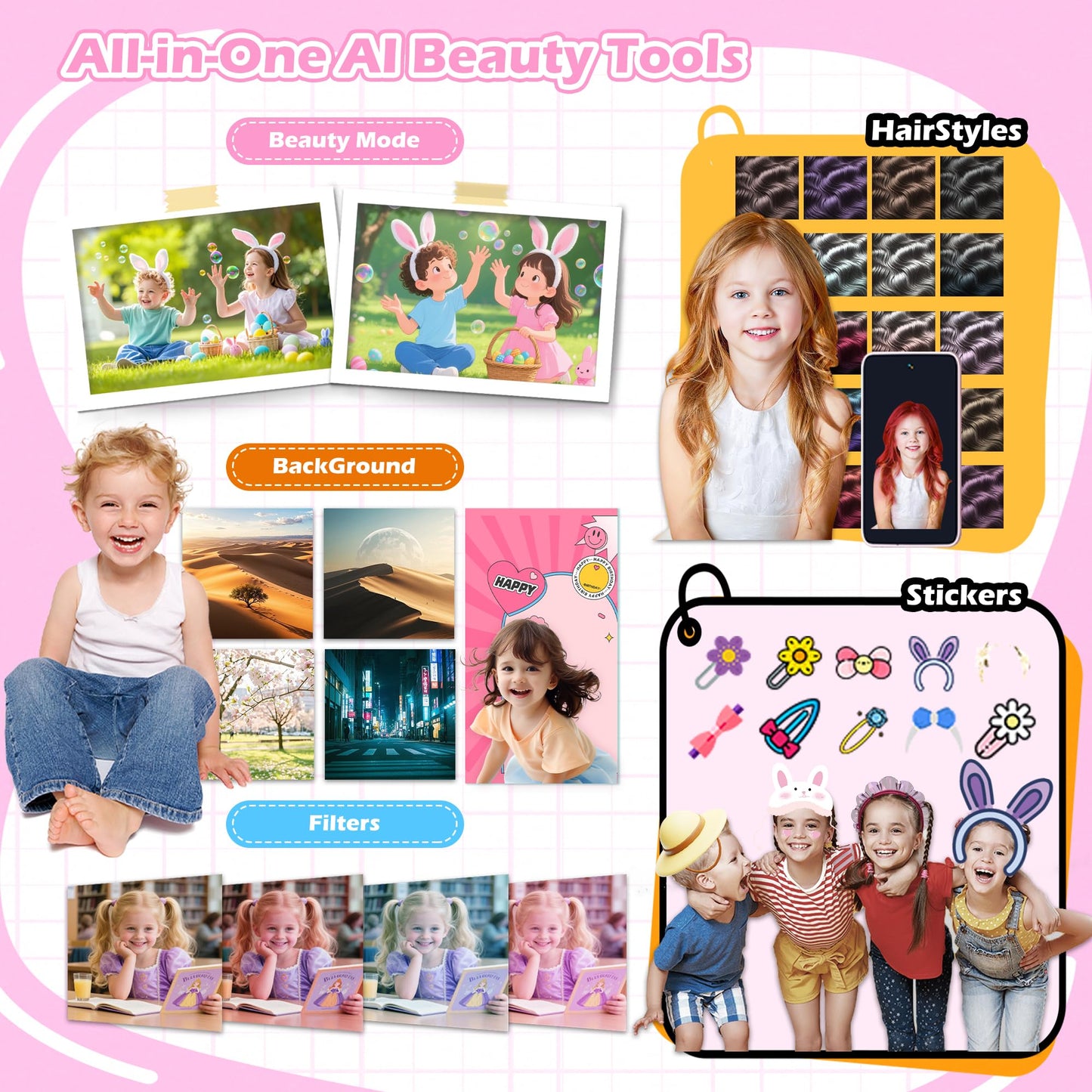 Gimywit AI Kids Camera for 3-11 Year Old Boys and Girls, AI Learning Digital Video Camera with with Object Recognition, Best Birthday, WiFi Kids Toy