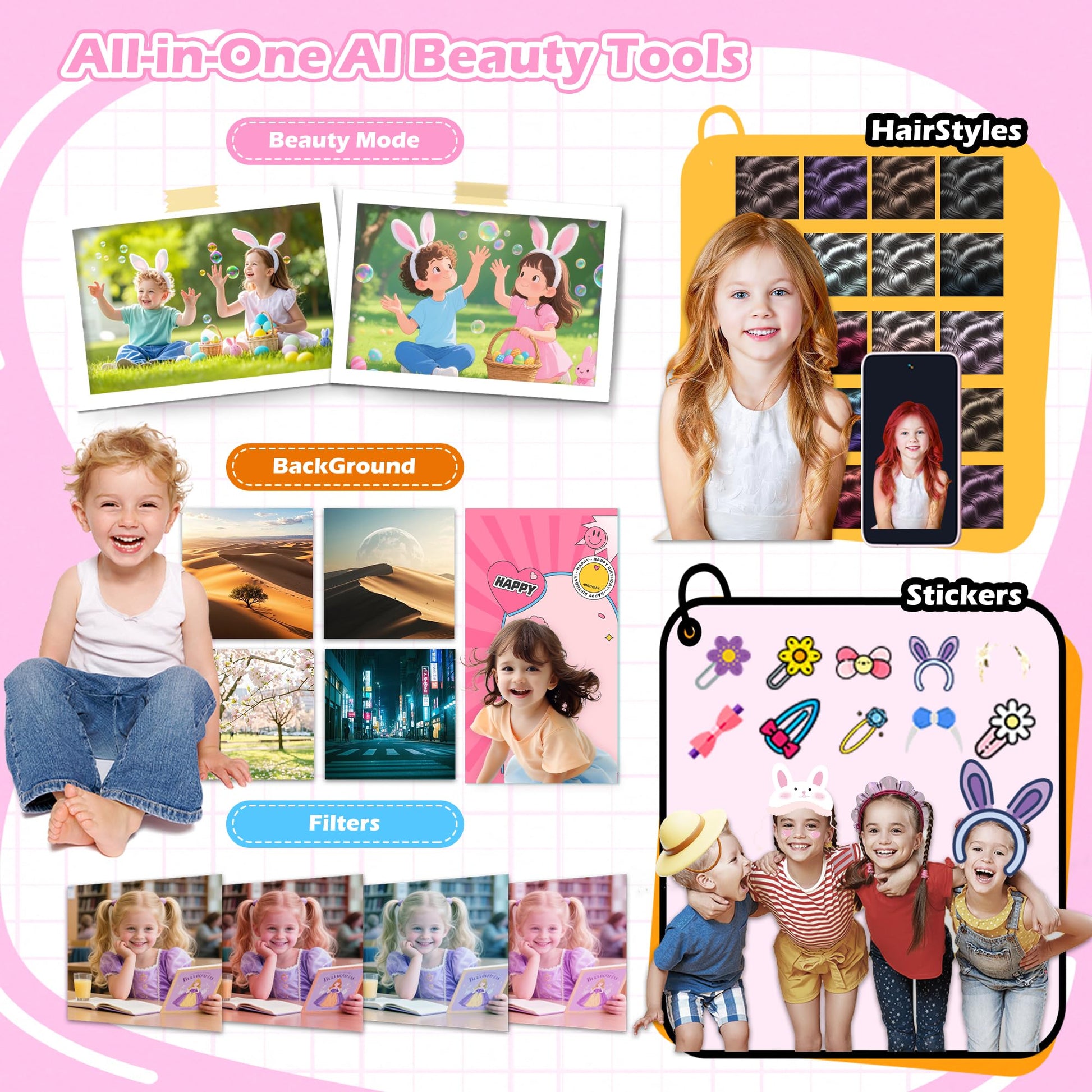 Gimywit AI Kids Camera for 3-11 Year Old Boys and Girls, AI Learning Digital Video Camera with with Object Recognition, Best Birthday, WiFi Kids Toy