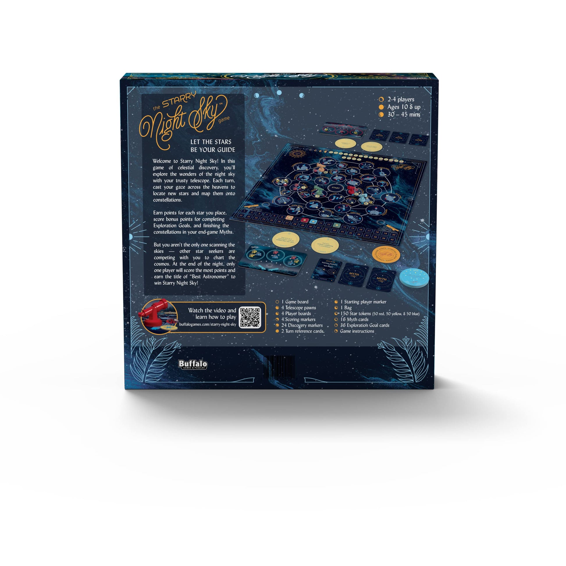 Buffalo Games - Starry Night Sky Game - Exploration Mission Based competative Sky Mapping Game - Goal Track Oriented Point System - Rich Board Layout