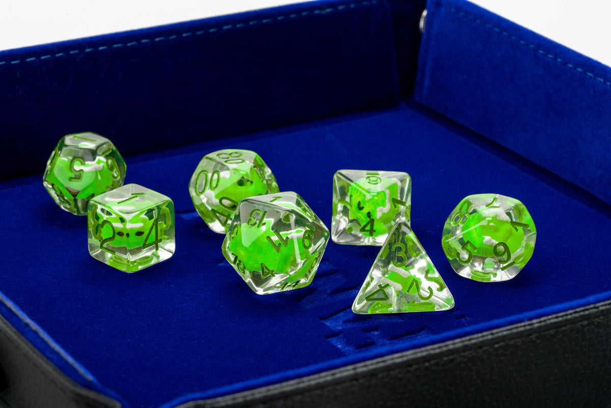 FanRoll Dragon StormTM Inclusion Resin Dice Set: Green Dragon