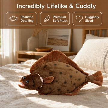 Frankiezhou Home Flounder Plush Toy - Simulation 17" Grey Lifelike Cute Flatfish Stuffed Animals Toys, Super Soft Sea Creatures Model Plush Toy Gift