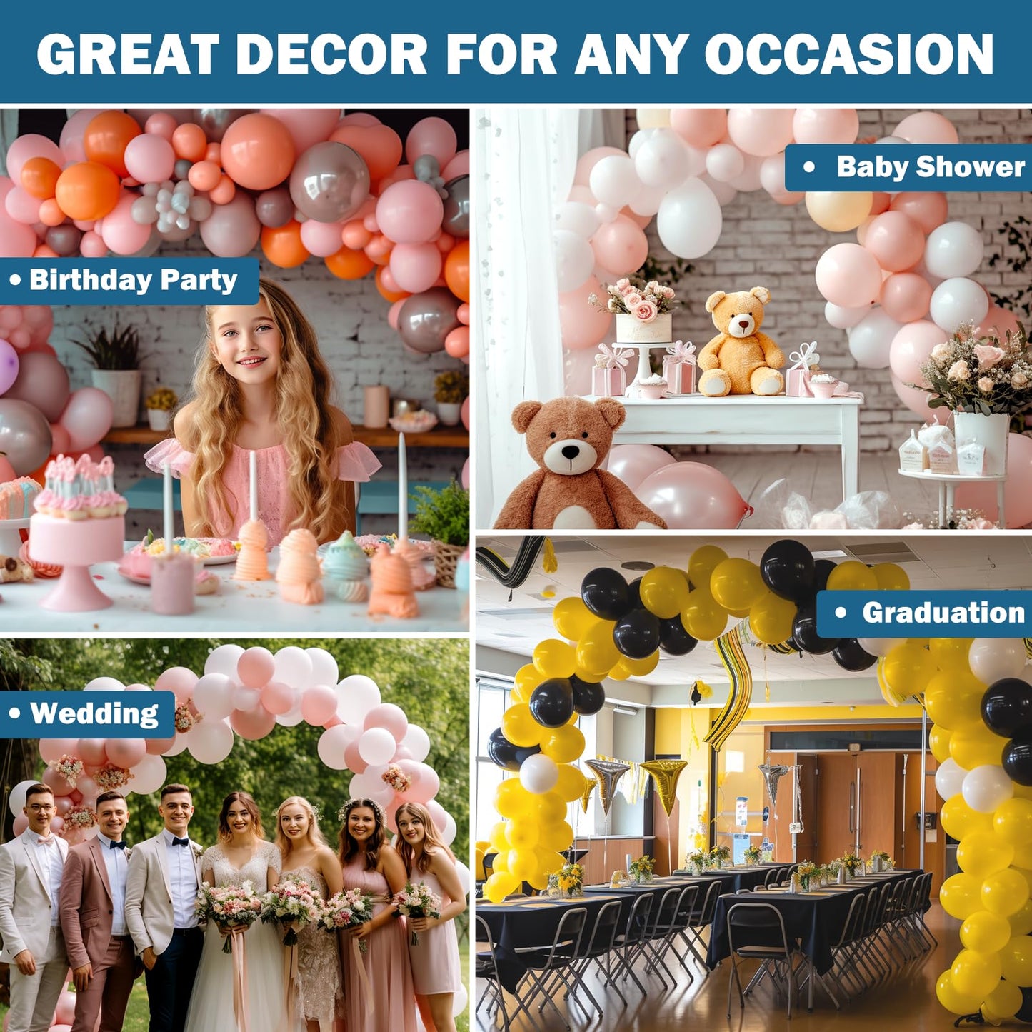 KICNIC Balloon Arch Strip, 49ft Balloon Tape and 300 Glue Point Dots, Balloons Arch Kit for Garland, Party, Birthday, Baby Shower, Graduation