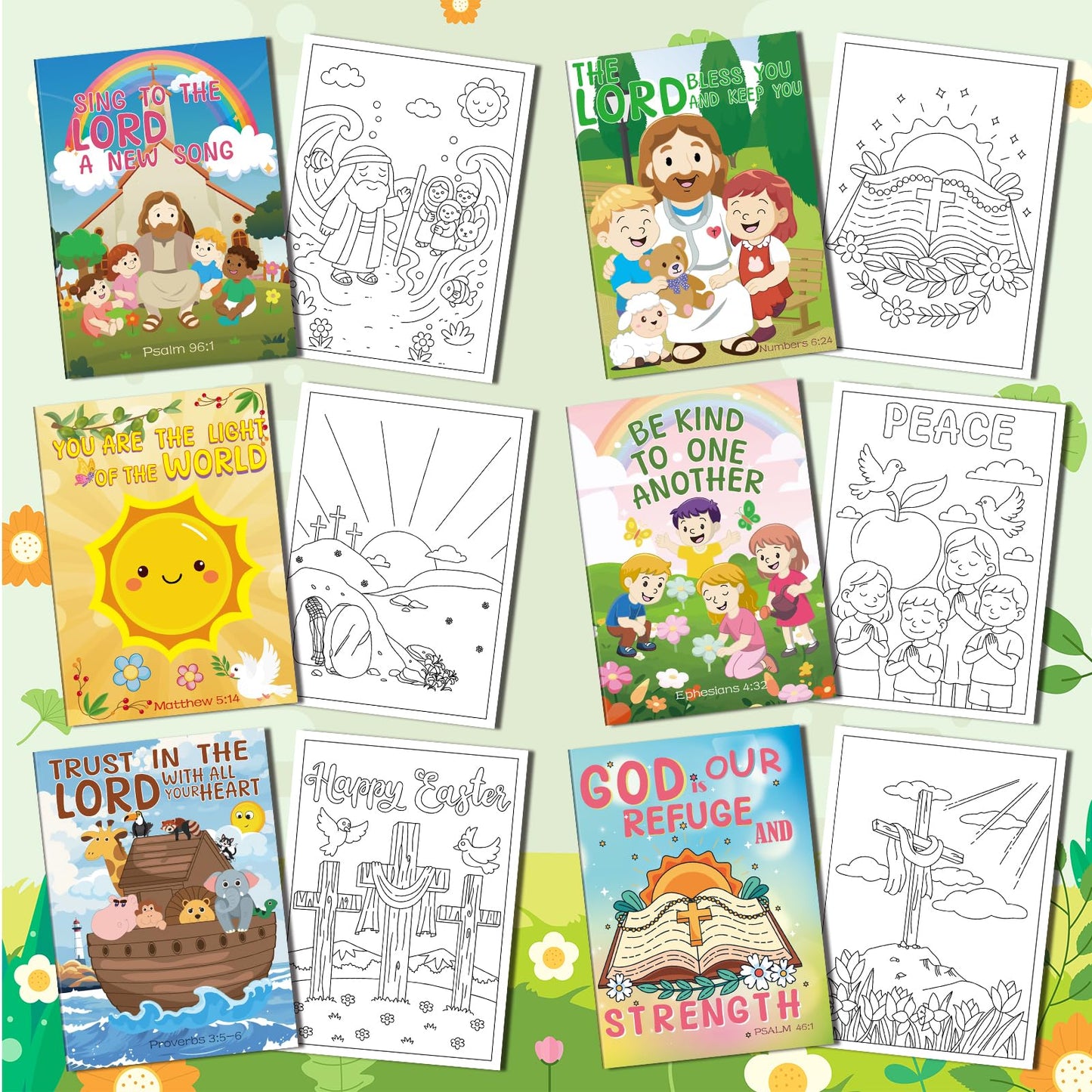 Kalysky 24Pcs Christian Bible Coloring Books for Kids, Mini Religious Jesus Stories Booklet Bulk,DIY Art Drawing Book Activity Supplies for Church