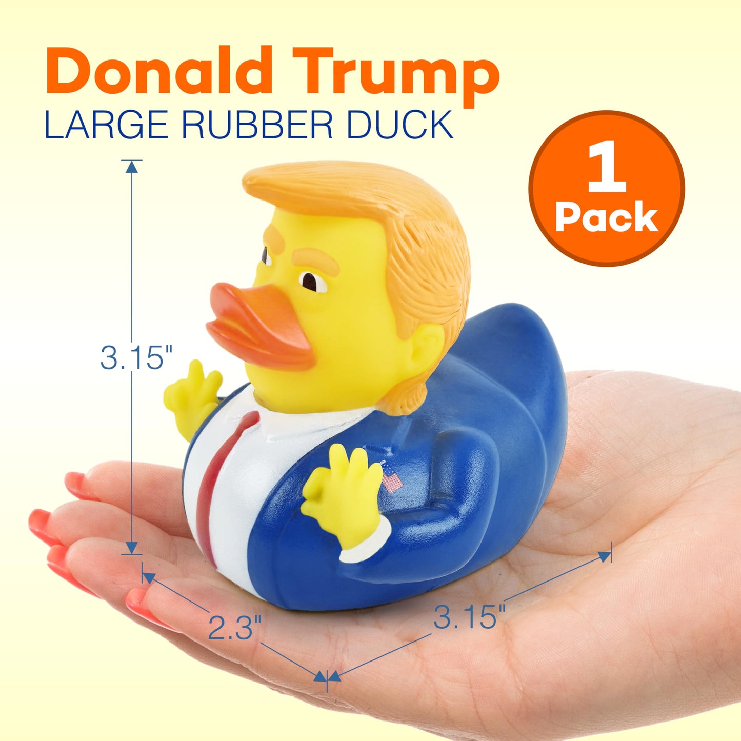 4E's Novelty Large Rubber Duck - 3.15 Inch Rubber Duck , 1 Piece - Great for Jeep Ducking, Bath Tub Toys Christmas White Elephant Exchange Gag Gift
