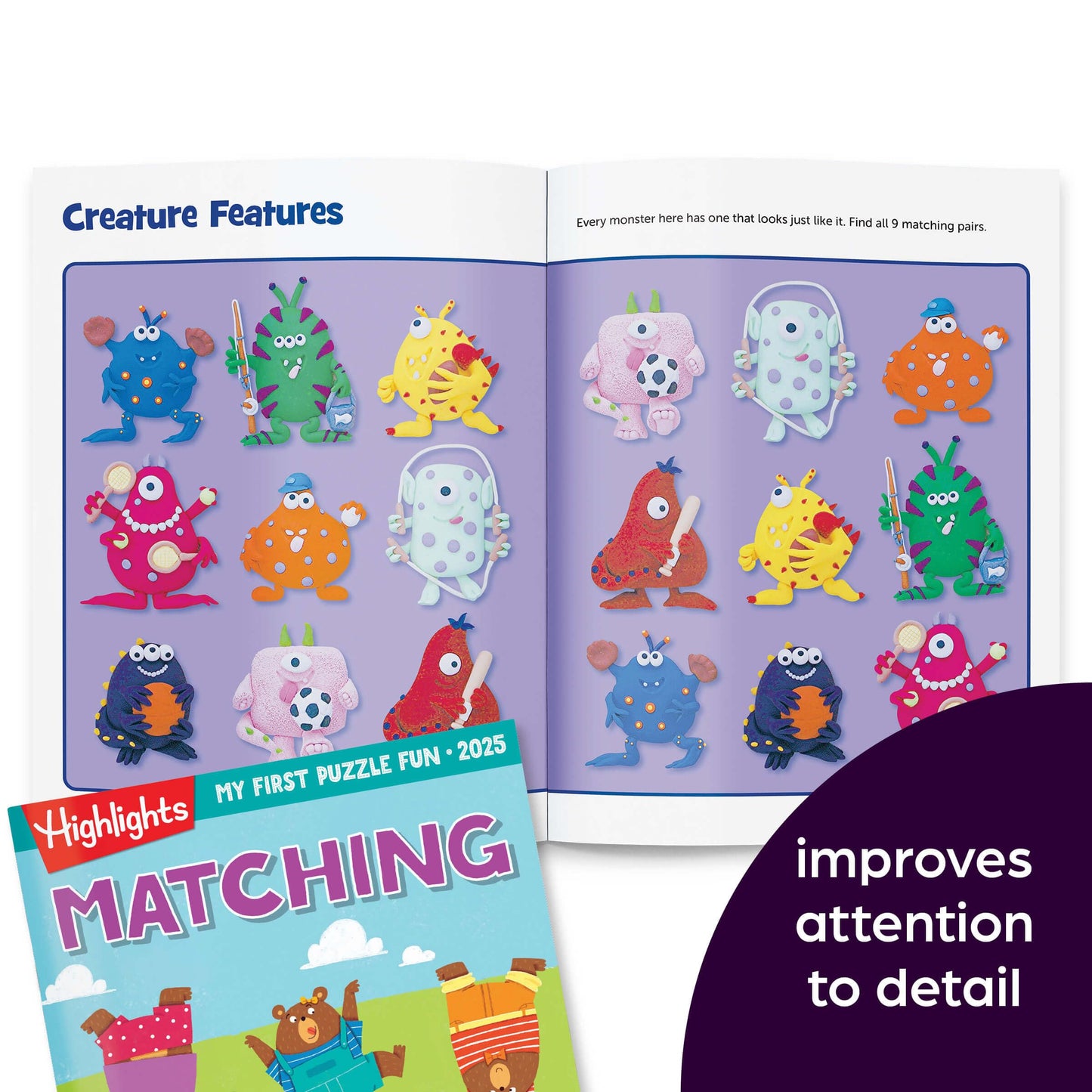 Highlights My First Puzzle Fun 2025 Puzzle Books for Kids Ages 3-6, 4-Book Set of Matching, Mazes, Spot-The-Differences, and More Travel-Friendly