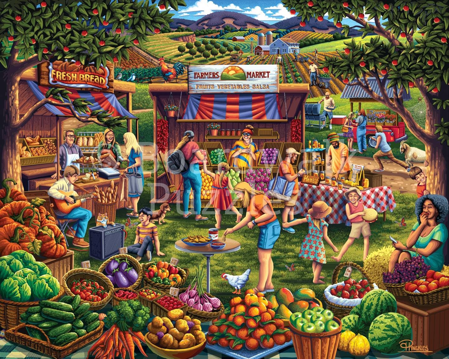 Boardwalk Farmers Market 500 Piece Jigsaw Puzzle Fun Summer Country Puzzles with Premium Box, Gift for Adults and Family 16"x20"