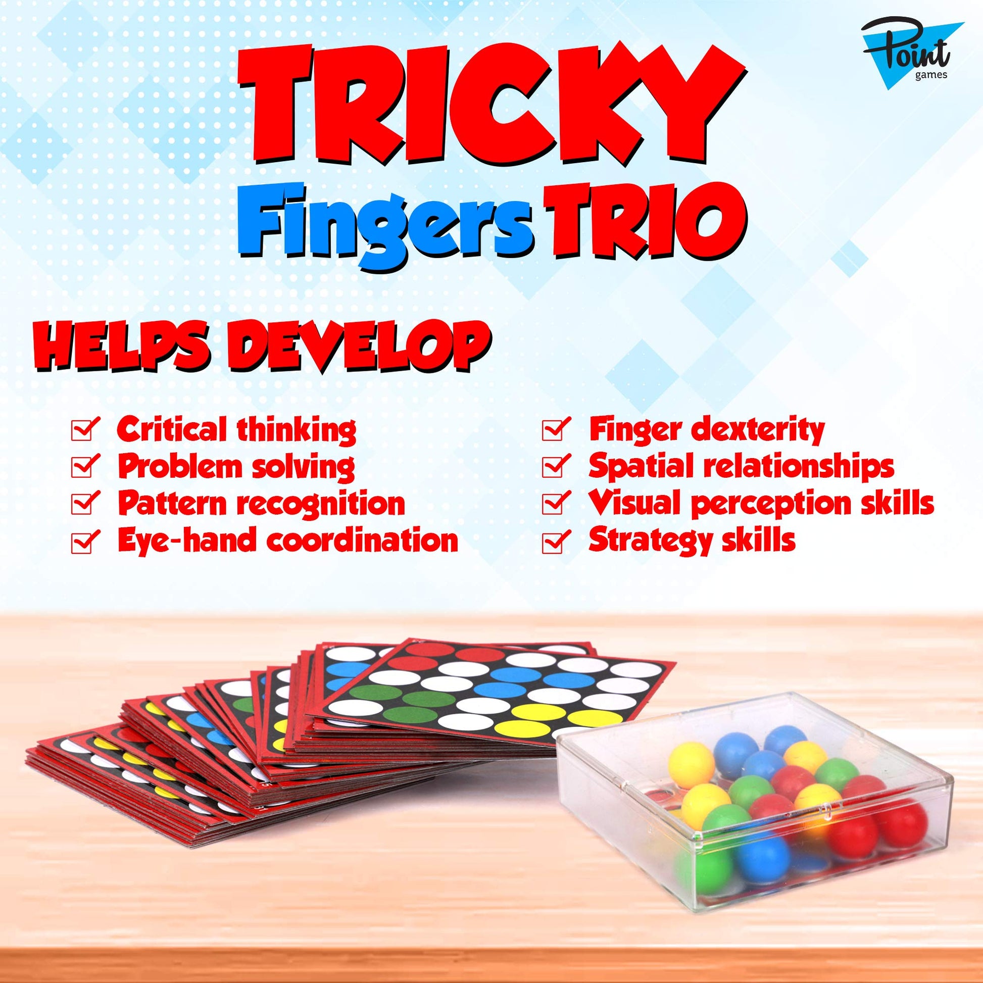 Point Games Therapy Games for Kids, Tricky Fingers Trio, Puzzle Games, Sensory Learning Game, Fun for Entire Family, Ages 4+