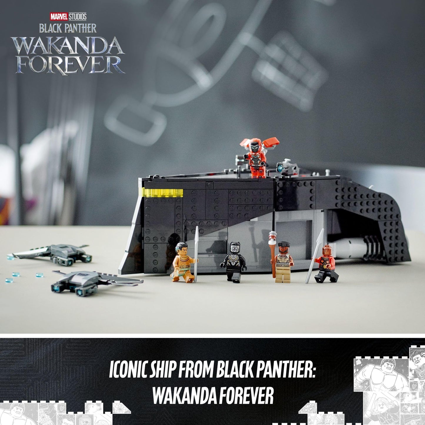 LEGO Marvel Black Panther: War on The Water, 76214 Wakanda Forever Buildable Boat Toy for Kids with 2 Drones, Avengers, Super Hero Underwater