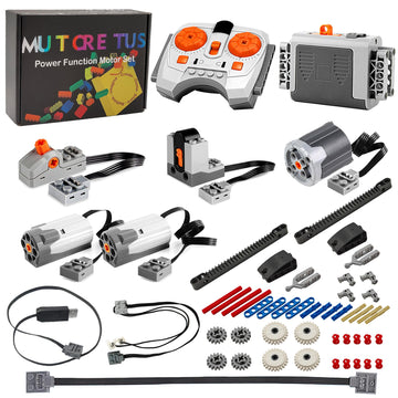 Mutcretus 54PCS Power Function Motor Set, Infrared Remote Control&Battery Pack Motor Kit, Compatible with Building Blocks,Technic Sets, Light Electric