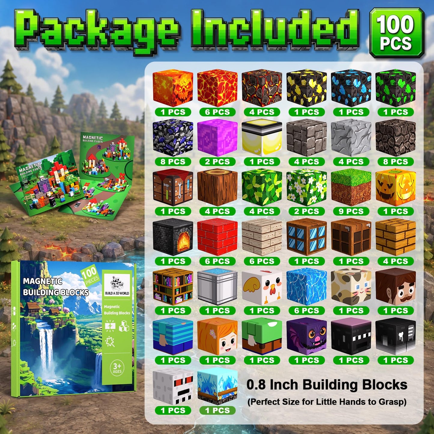 Tasalia Magnetic Building Blocks for Kids Ages 3+, 100PCS Magnetic Blocks, Magnetic Cubes Toys, STEM Educational Stacking Blocks for Boys Girls