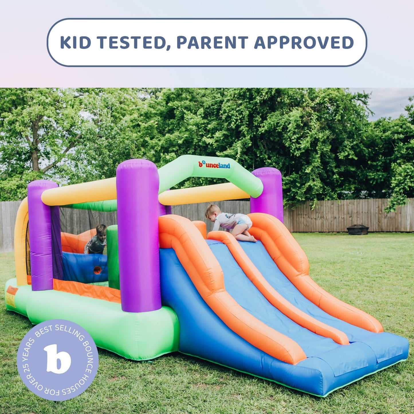 Bounceland Pro Racer Obstacle Bounce House with Dual Slides, Bounce, Climb, Slide All in One, UL 1 HP Blower Included, 19 ft x 9 ft x 7 ft H, Great