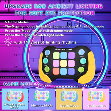 AOTIBO Fast Push Fidget Toys Handle, Flashing Handheld Game for Kids Teens Adults, Electronic Brain & Memory Game, Quick Push Buttons Gamepad, Xmas
