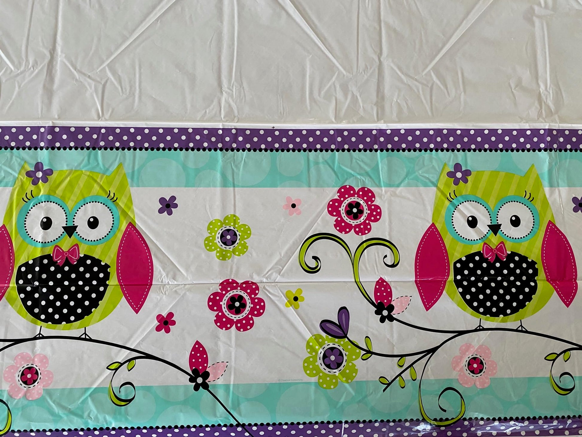 Craft Supply Owls Tablecover- Floral Print Table Cover - Plastic Rectangular 54" x 84"