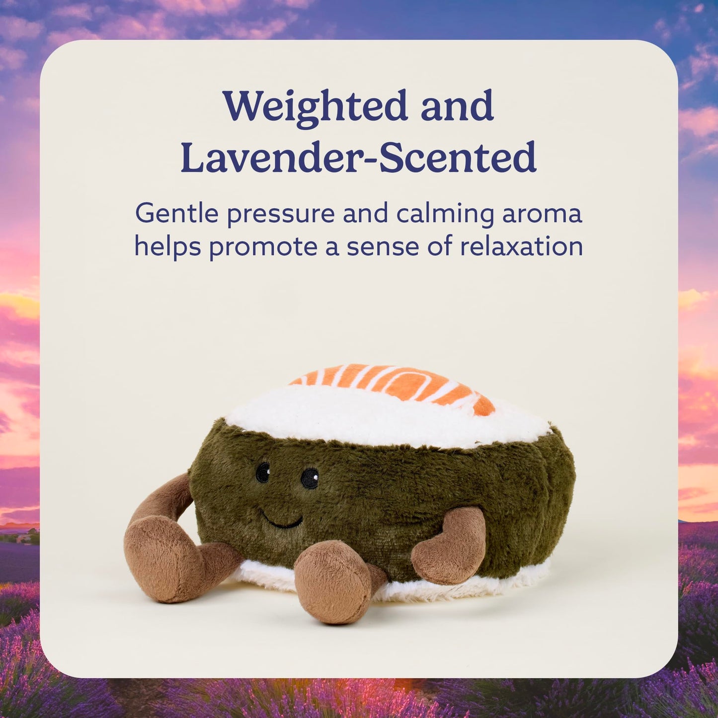 warmies Microwavable & Weighted Stuffed Animals, Salmon Sushi - Heated Stuffed Animal Plushie for Warmth & Comfort - Cute Soft Plush Toys for Adults
