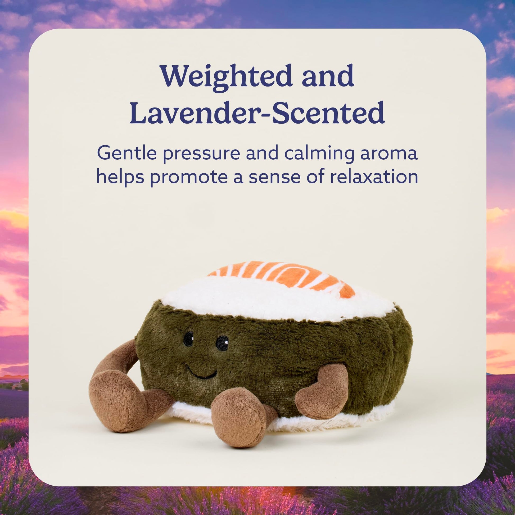 warmies Microwavable & Weighted Stuffed Animals, Salmon Sushi - Heated Stuffed Animal Plushie for Warmth & Comfort - Cute Soft Plush Toys for Adults
