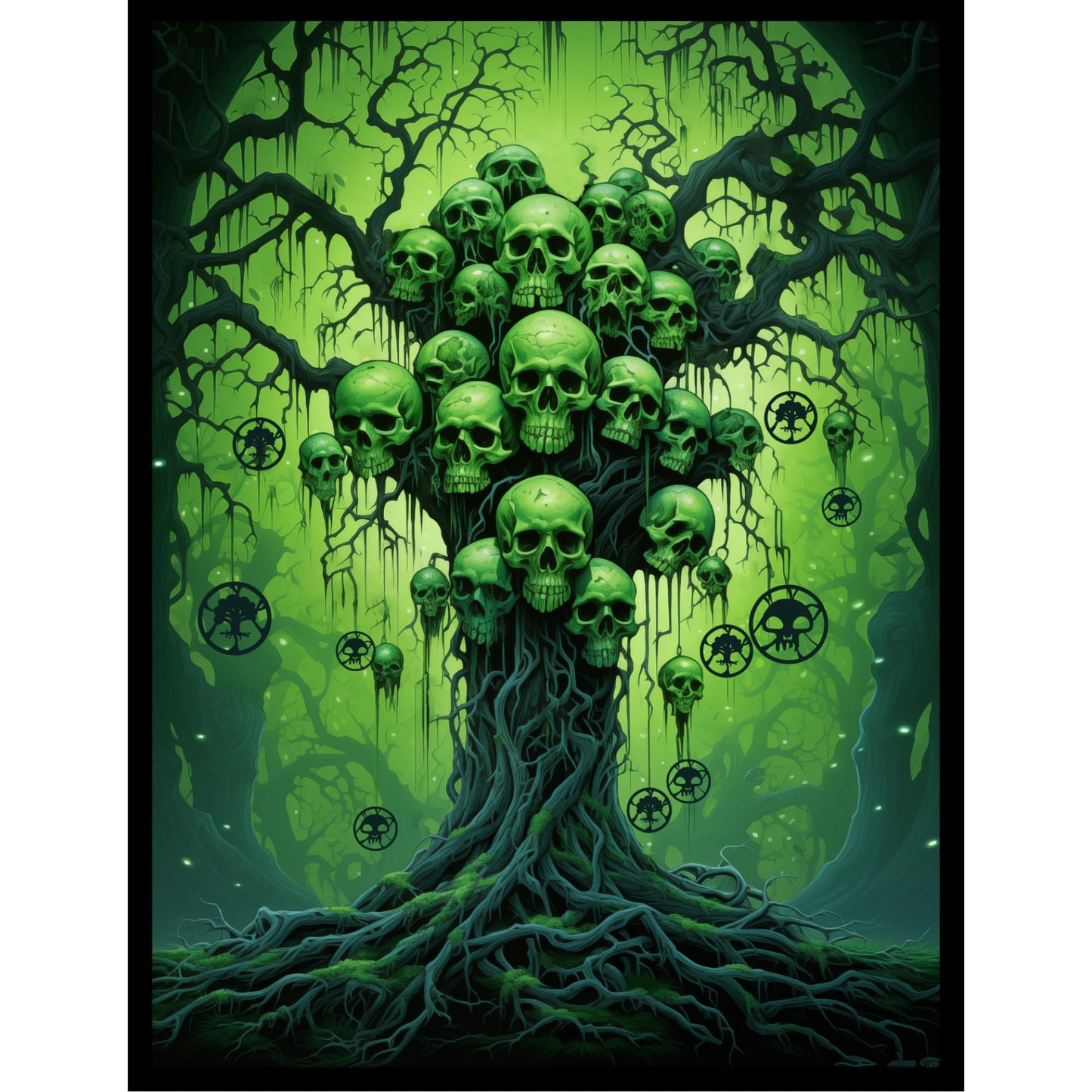 Realm Guard 100ct Matte TCG/MTG Card Art Sleeves (Green-Black Tree of The Dead)