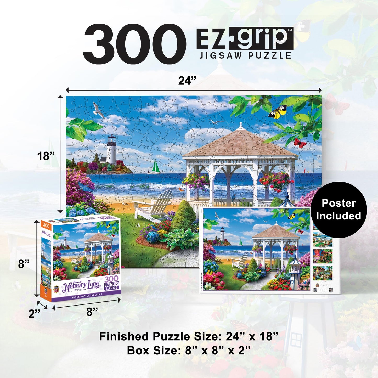 Masterpieces 300 Piece EZ Grip Jigsaw Puzzle - Oceanside View - 18"x24"