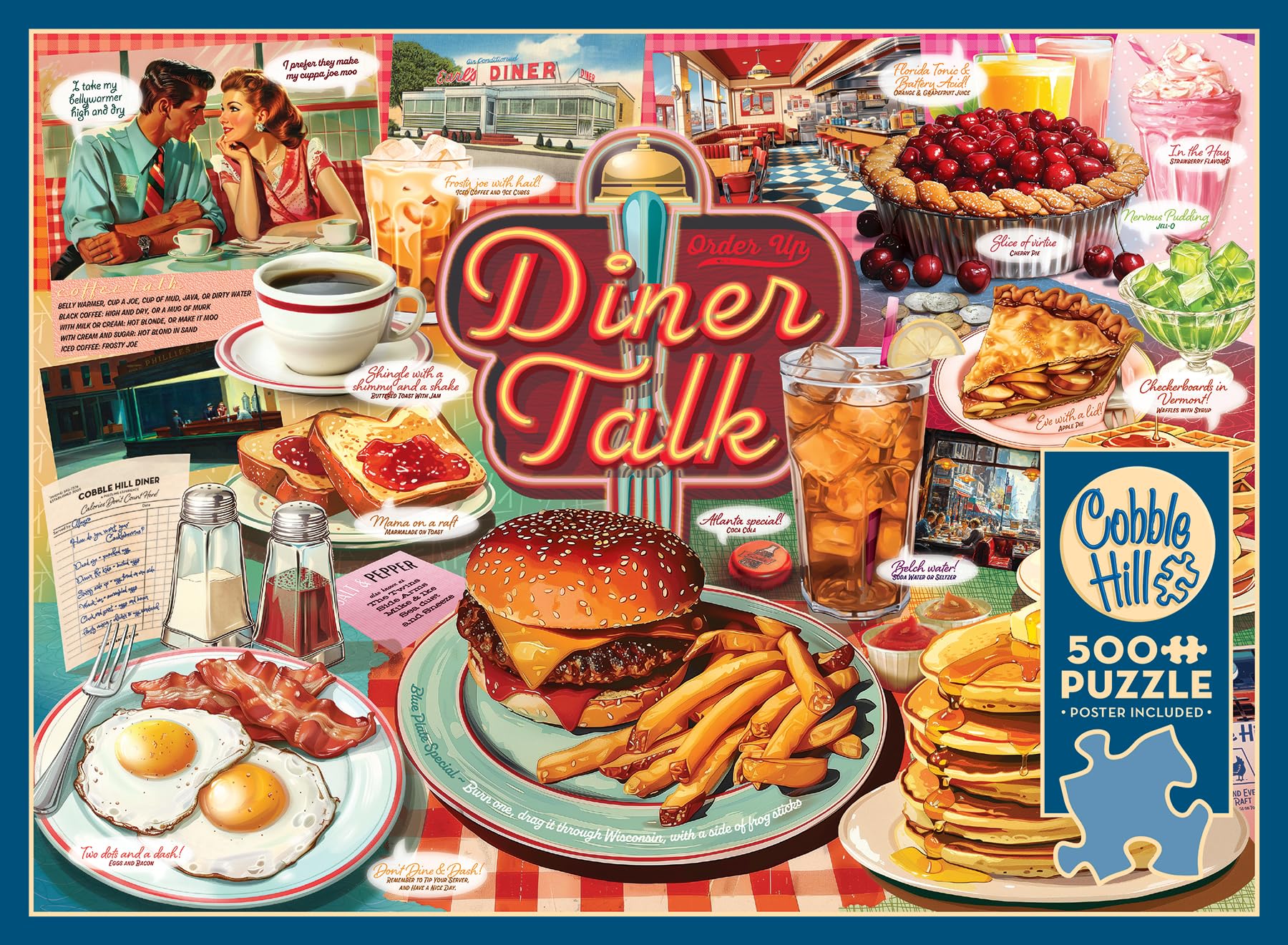 Cobble Hill 500 Piece Puzzle - Diner Talk - Sample Poster Included
