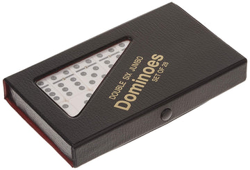 Double 6 Jumbo Size Domino Tiles with Spinner in Vinyl Case, Black