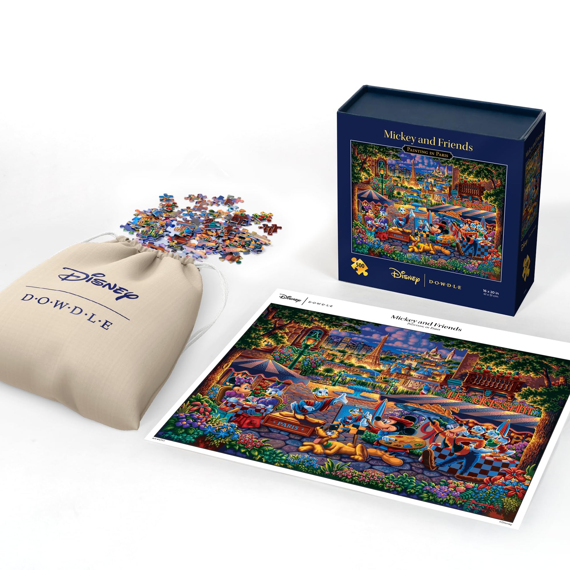 Mickey & Friends Painting in Paris, Disney Dowdle Puzzle, 500 Piece Jigsaw Puzzle for Adults