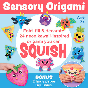 Creativity for Kids Origami Squishies Kit | Summer Activities & Road Trip Fun | Fold, Decorate & Squish 24 Bright Paper Creations | DIY Arts & Crafts