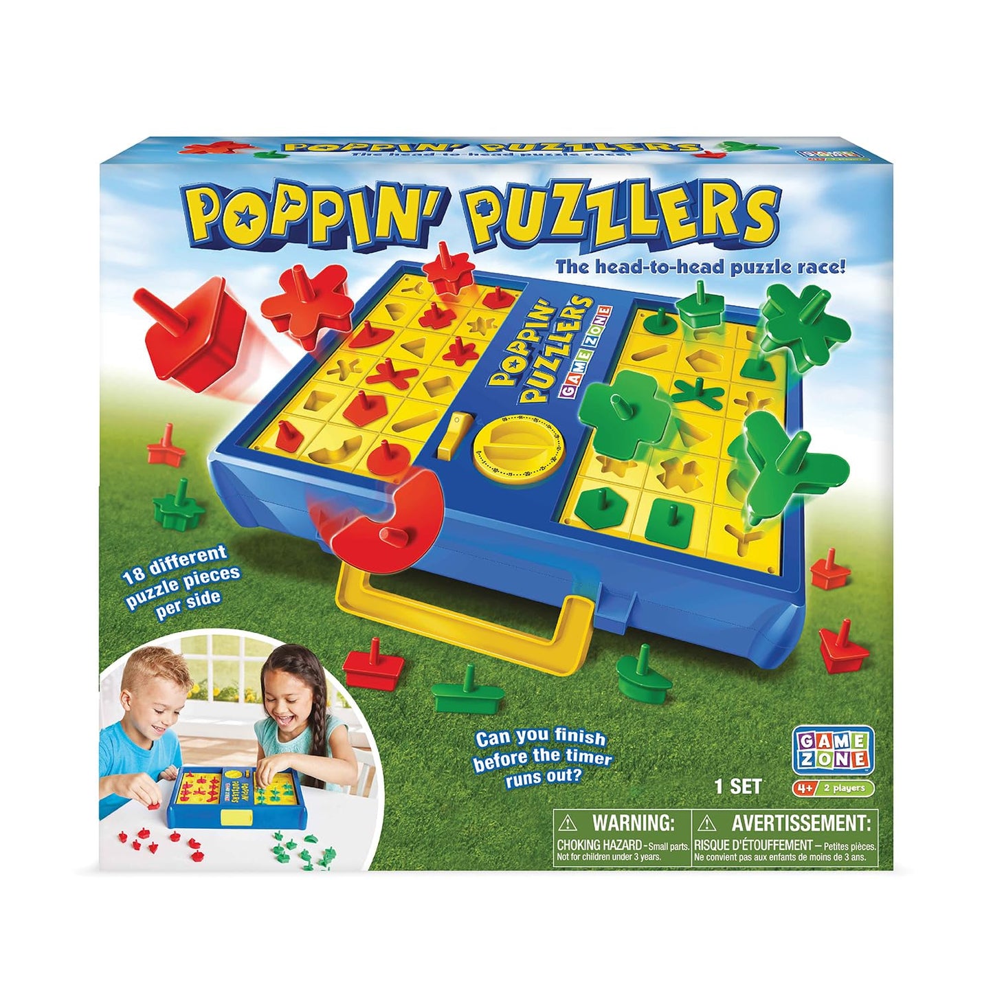 Game Zone Poppin' Puzzlers - Interactive Puzzle Game for 2 Players Ages 4+ - Helps Develop Problem-Solving Skills and Fine Motor Skills - Perfect
