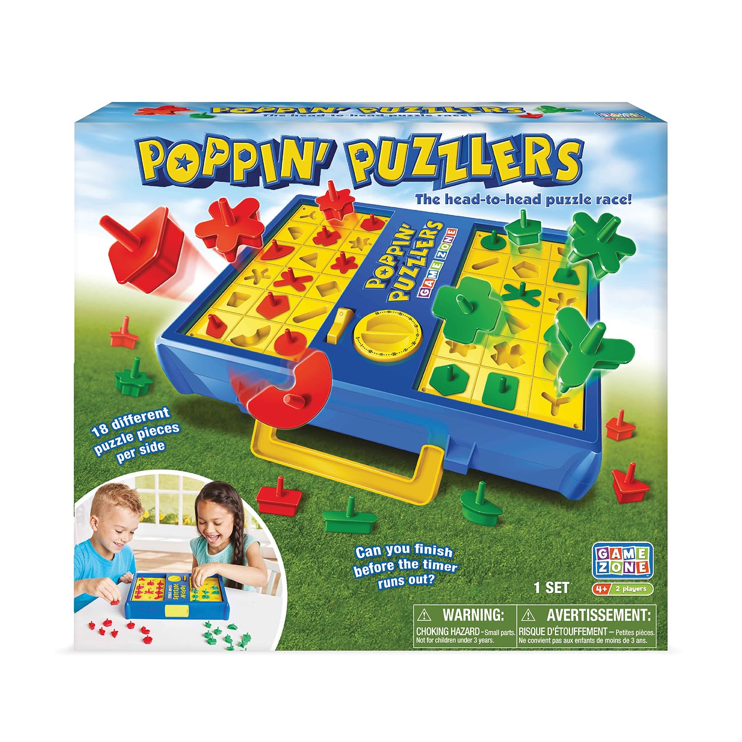 Game Zone Poppin' Puzzlers - Interactive Puzzle Game for 2 Players Ages 4+ - Helps Develop Problem-Solving Skills and Fine Motor Skills - Perfect