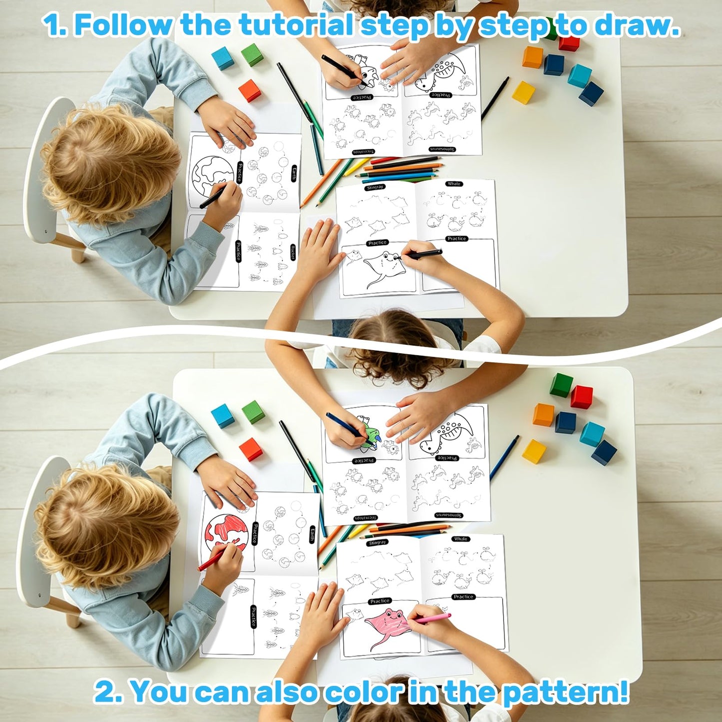 Elfew 6 Pack How to Draw Books for Kids, Small Coloring Books for Kids Ages 4-8, Activity Books for Kid,192 Cute Step-by-Step Drawing Stuff, Birthday