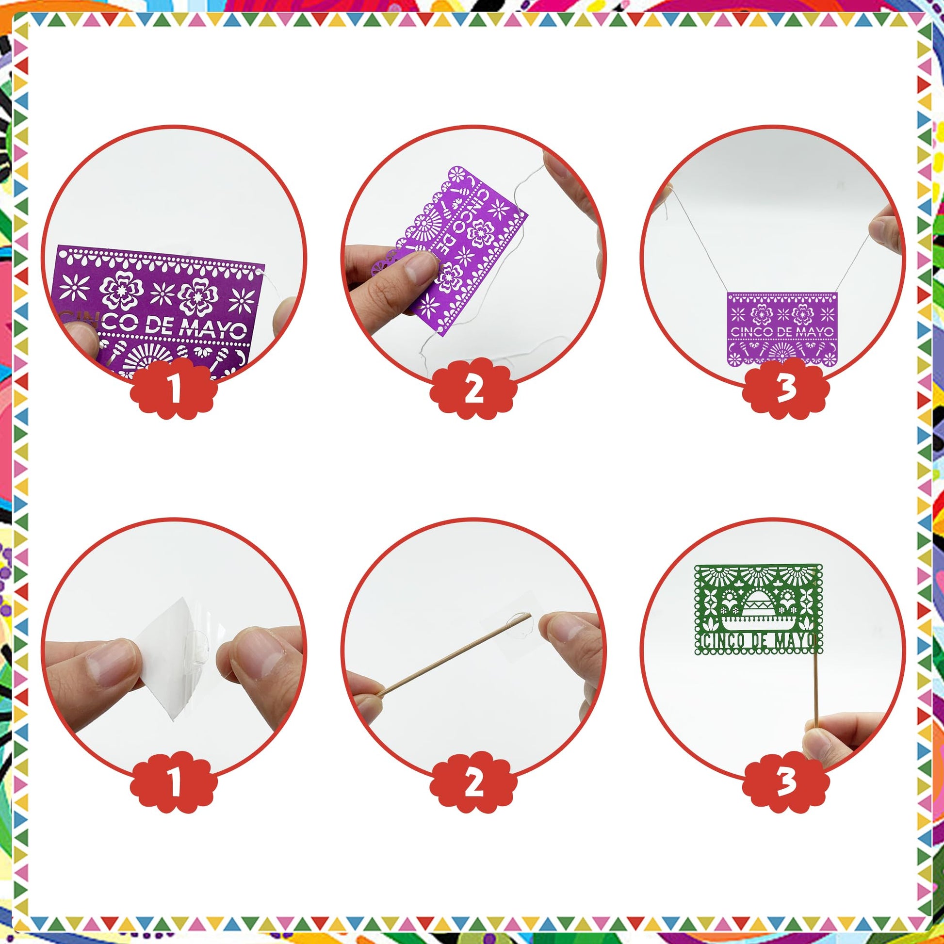 25 PCS Mexican Fiesta Cake Topper Mini Mexican Papel Picado Banner Cactus Pepper Sombrero and Flower Cake Decor for Mexican Themed Party Decorations