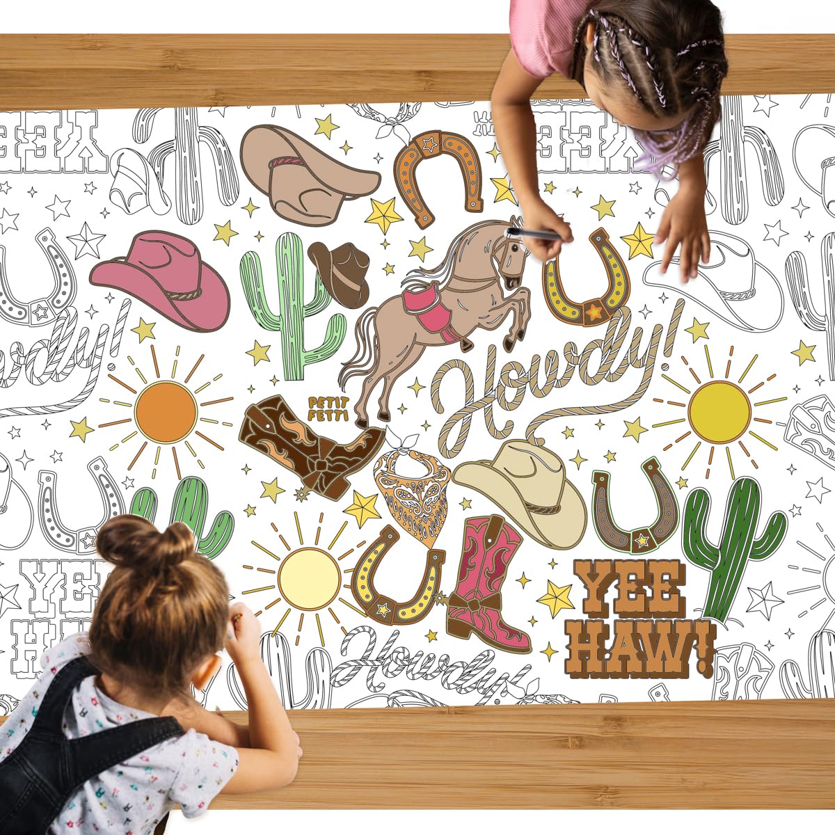 xo, Fetti Western Coloring Tablecloth | Western Party, Cowboy Birthday, Kids Activity, Disposable, Arts and Crafts, Rodeo Decor, Cowgirl