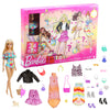 Barbie Advent Calendar Doll (12-in), 24 Surprises Including Day-to-Night Trendy Clothing & Accessories, Festive Holiday Themed Packaging for Kids 3 to