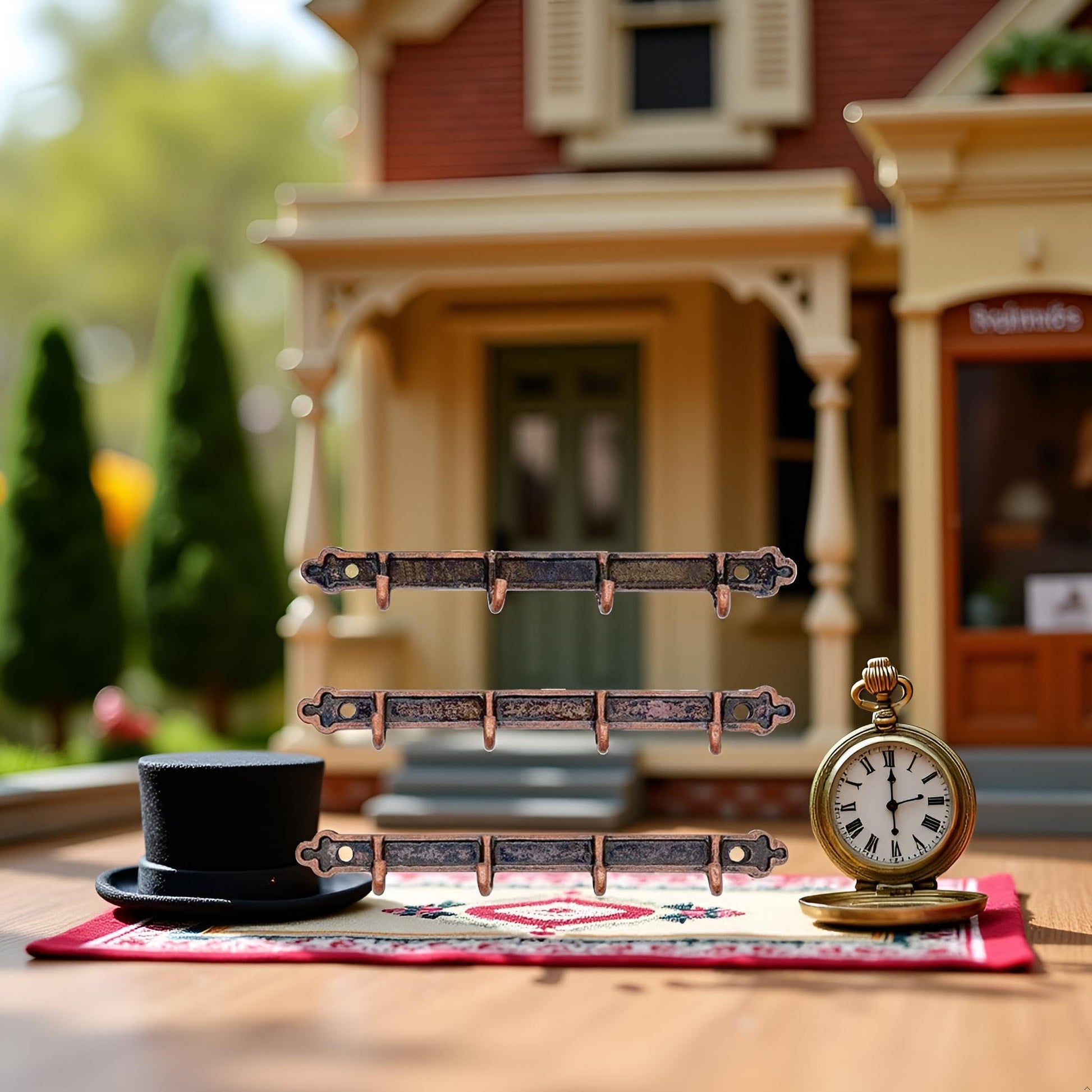 3Pcs/Set Brown 1/12 Miniature Coat Rack Dollhouse Accessories Dolls Decoration