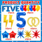 20pcs Cartoon Hedgehog Themed Party Decorations, Number 5 Red Blue Yellow Lightning Mylar Foil Birthday Balloons, 5th Boys Birthday Party Decorations