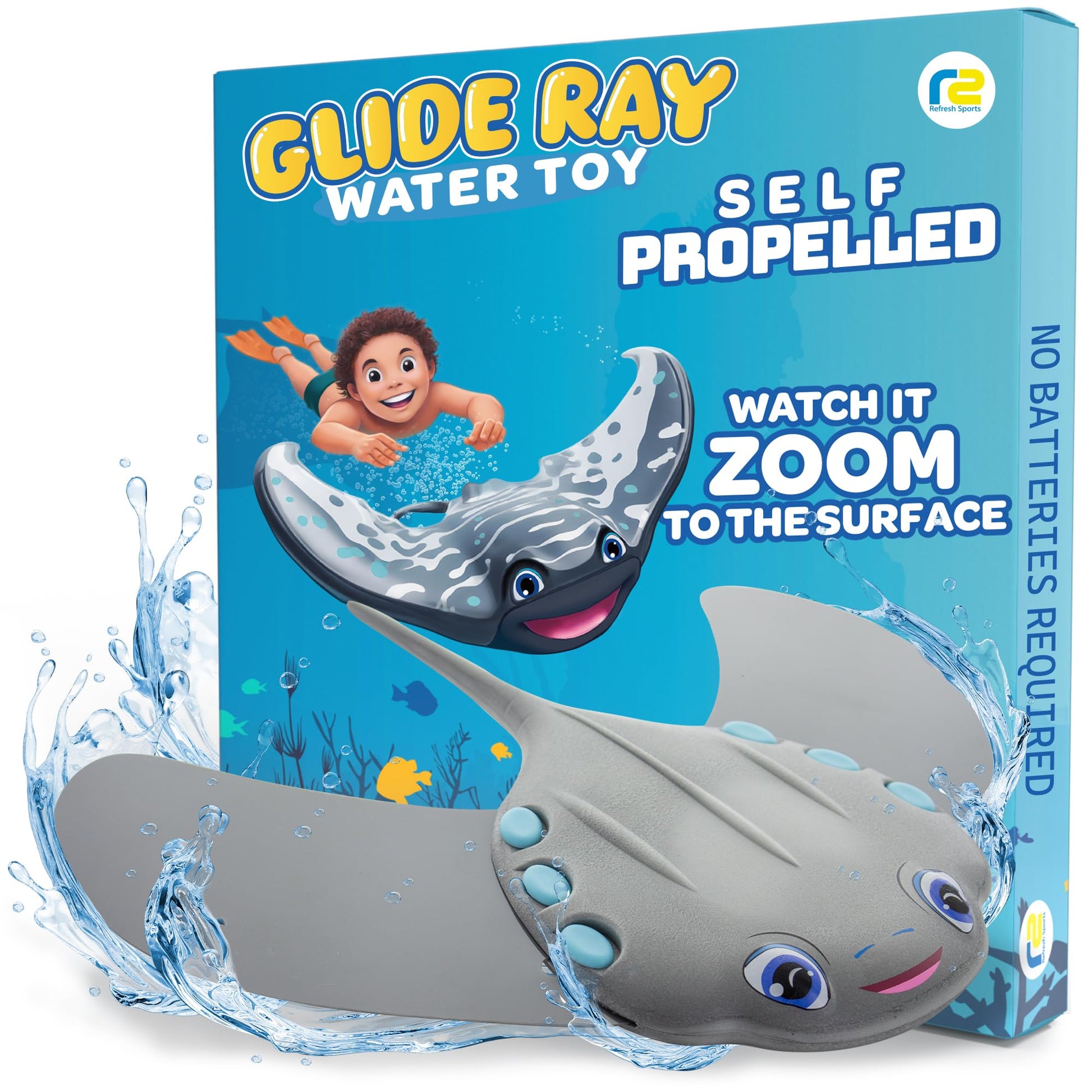Swimming Pool Toys for Kids: Stingray Pool Torpedo Swim Toy - Self Propelled Water Toy Glides Underwater - Best Water Games & Outdoor Gifts for Boys