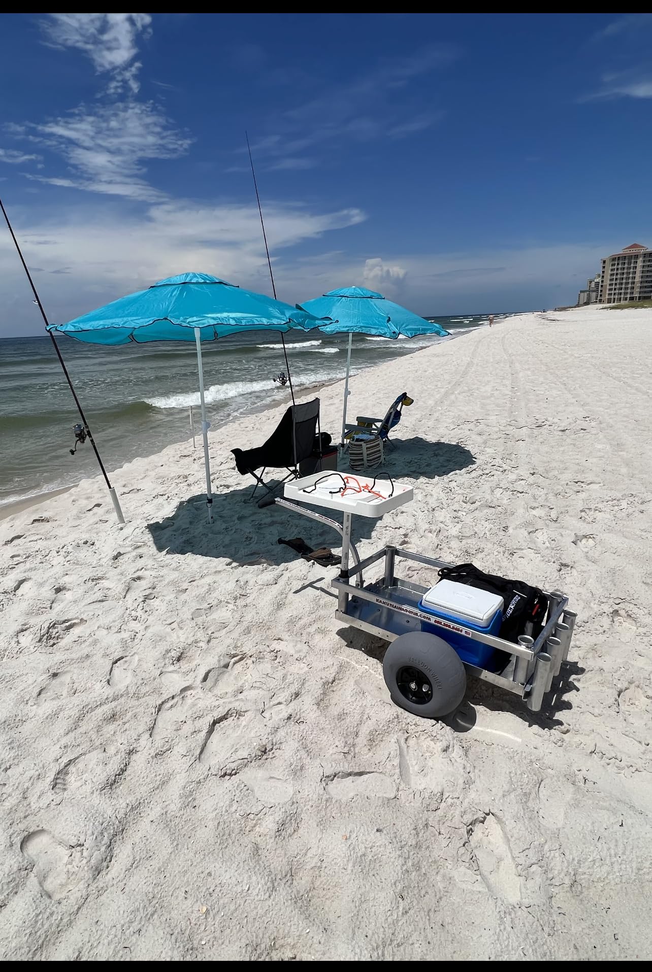 Bimini Beach Wagon-Balloon Beach Tires-Solid Aluminum Bed-Hitch Receiver Included- Made in USA