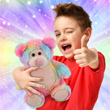 DolliBu Rainbow Bear Stuffed Animal - Soft Huggable Teddy Bear Stuffed Toy, Adorable Playtime Wildlife Plush Toy, Cute Cuddle Gifts for Kids