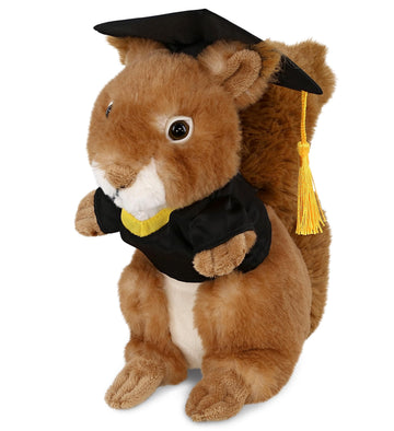 DolliBu Squirrel Graduation Plush Toy - Soft Huggable Graduation Stuffed Animal Dress Up with Gown and Cap with Tassel Outfit with Personalization