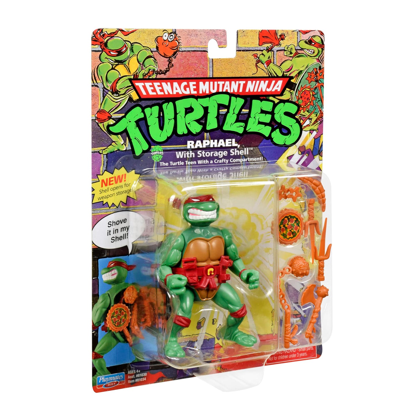 Teenage Mutant Ninja Turtles: 4” Original Classic Storage Shell Raphael Basic Figure by Playmates Toys