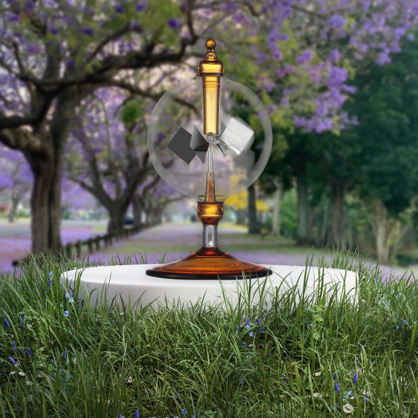 Yiluren Solar Crookes Radiometer Glass Windmill Handmade for Party Home Decoration Gift Orange S