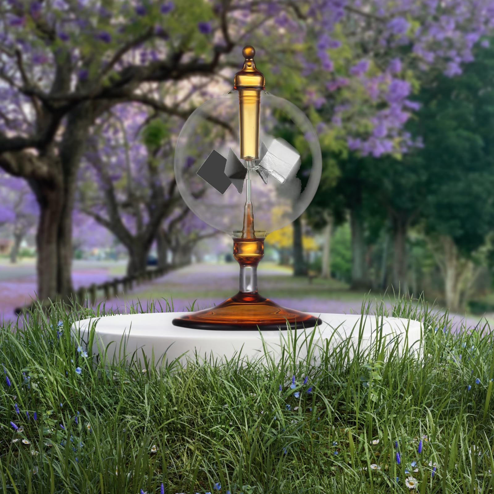 Yiluren Solar Crookes Radiometer Glass Windmill Handmade for Party Home Decoration Gift Orange S