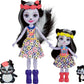 Mattel Enchantimals Family Set with 2 Sister Small Dolls & 2 Animal Figures, Sage (6-inch) & Sabella (4-inch) Skunk Dolls in Removable Skirts &
