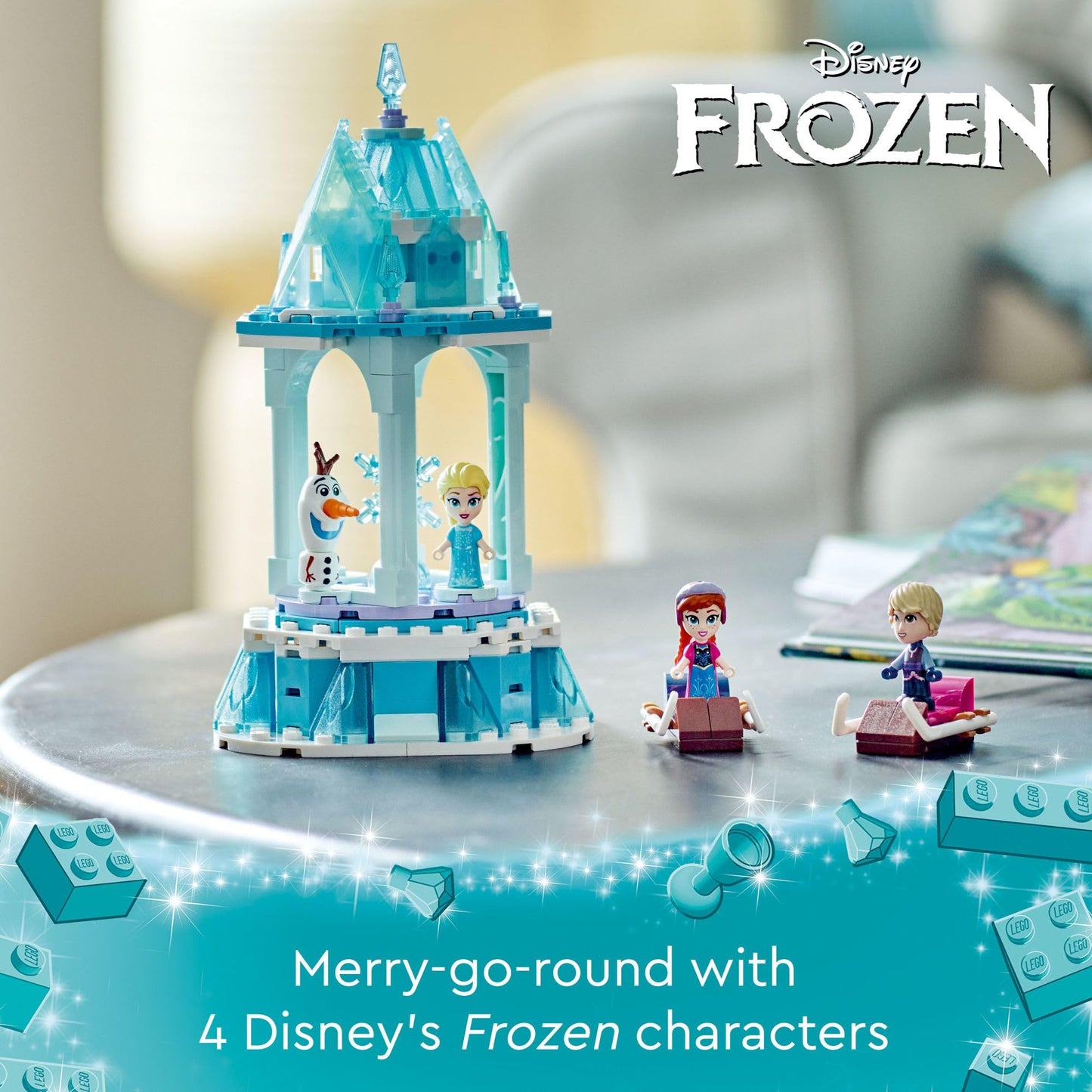 LEGO Disney Frozen Anna and Elsa’s Magical Carousel 43218 Ice Palace Building Toy Set with Disney Princess Elsa, Anna and Olaf, Great Birthday Gift